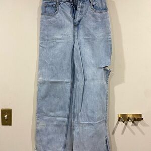 J.ING Faded Blue Denim Wide Leg Jeans